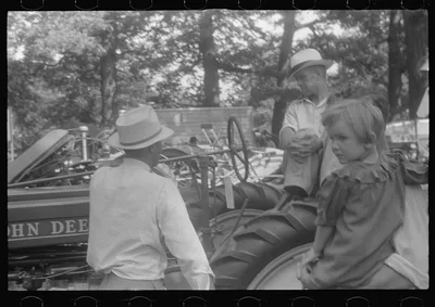 [Untitled photo, possibly related to: Spectator at county fair,…, Ohio, 1938