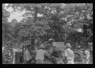 [Untitled photo, possibly related to: Spectator at county fair,…, Ohio, 1938