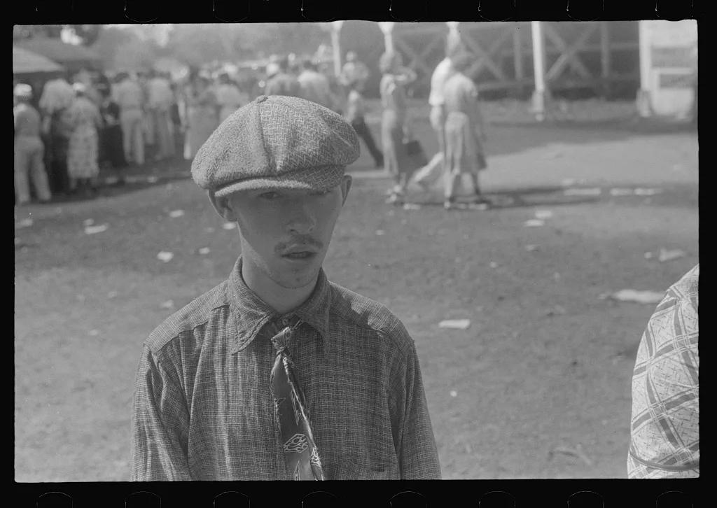 Spectator at county fair, central Ohio, 1938