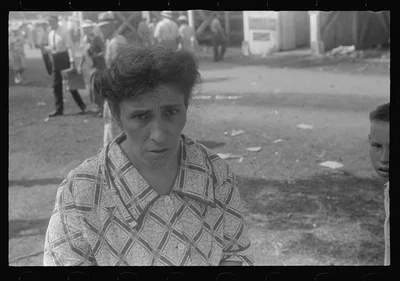 Spectator at county fair, central Ohio, 1938
