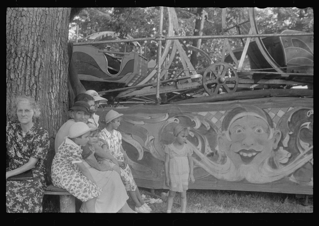 [Untitled photo, possibly related to: Farmpeople at county fair in…, Ohio, 1938