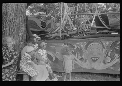[Untitled photo, possibly related to: Farmpeople at county fair in…, Ohio, 1938