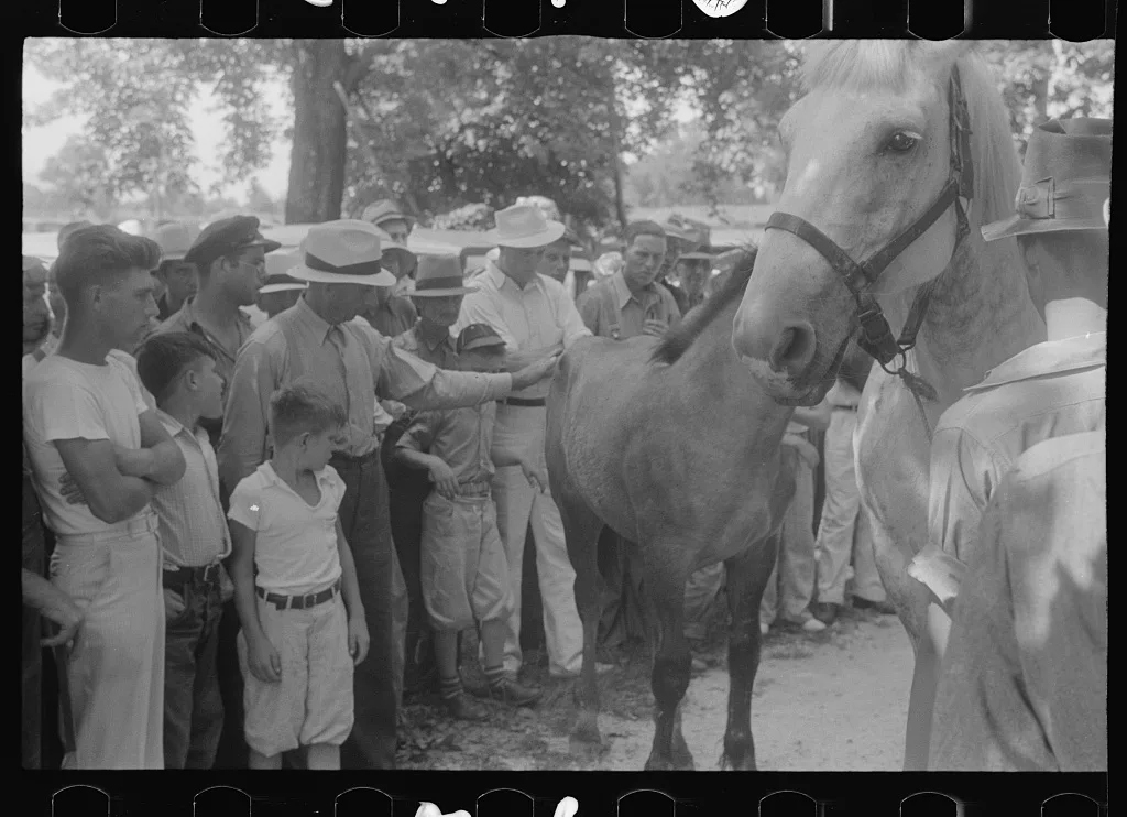 [Untitled photo, possibly related to: Public auction in central Ohio], 1938